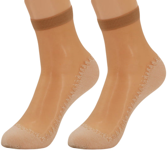 6 Pairs Women’s Anti-Slip Sheer Ankle Socks Cotton Sole Reinforced Toe Low Cut