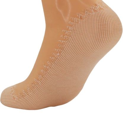 Women's anti-slip sheer ankle socks with cotton sole, 6 pairs, in beige, close-up detail