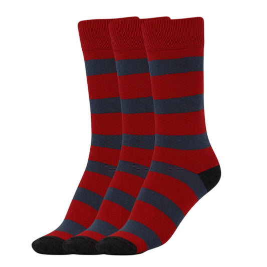 3 Pairs Women’s Striped Cotton Crew Socks Size 9-11 Soft Colorful Casual Wear