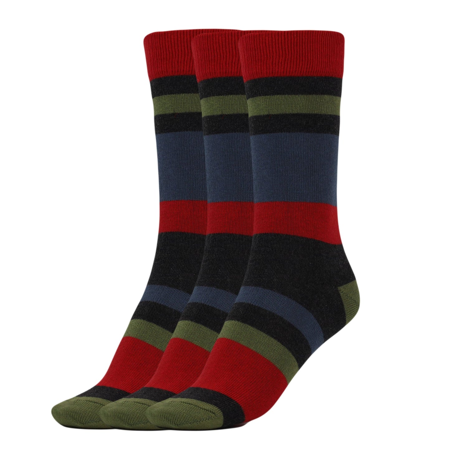 3 Pairs Women’s Striped Cotton Crew Socks Size 9-11 Soft Colorful Casual Wear
