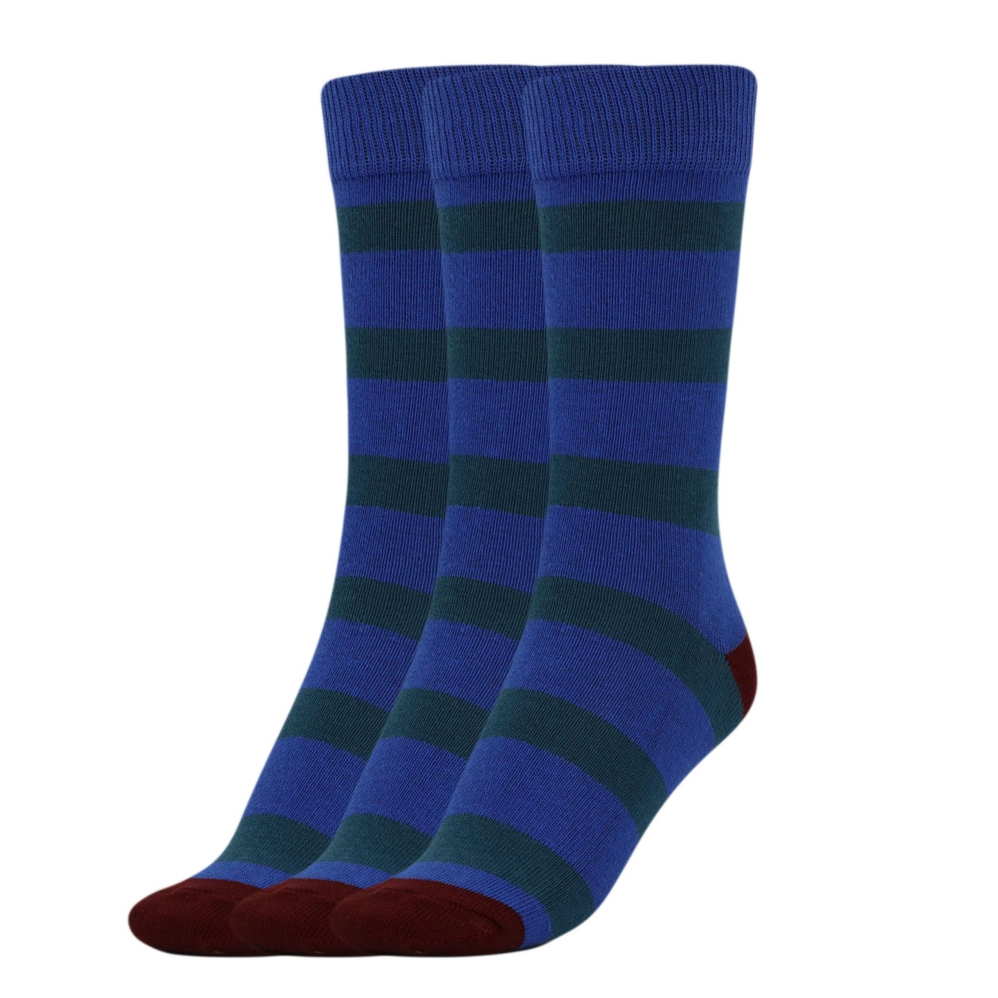 3 Pairs Women’s Striped Cotton Crew Socks Size 9-11 Soft Colorful Casual Wear
