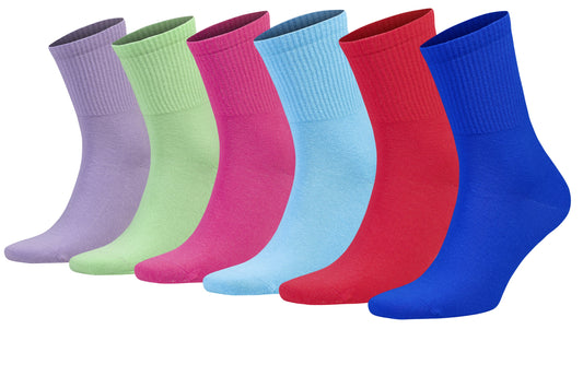 Women’s Athletic Crew Socks 6 Pairs Colorful Cotton Tennis Moisture Wicking 5-10