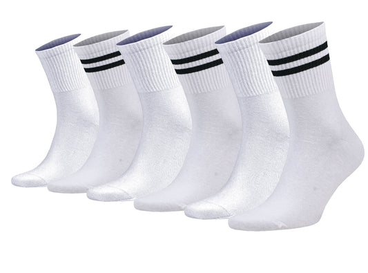 Men’s Athletic Tennis Crew Socks 6 Pack Striped Cotton Breathable Size 5-10