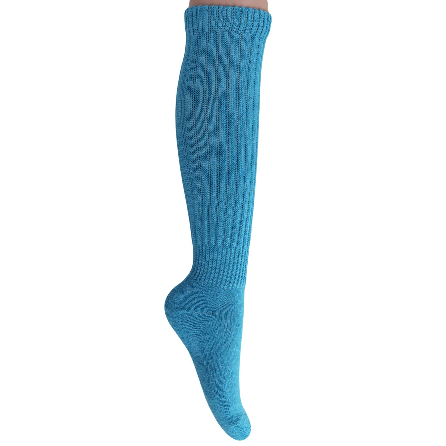 Turquoise Blue Slouch Socks for Women 1 to 6 Pairs Cotton Retro Style Fits Size 5-10