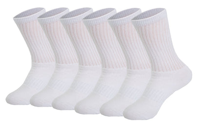 Men's cushioned cotton crew socks, 6 pairs, in white