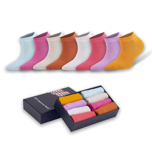 Women’s Bamboo Low Cut Ankle Socks 8 Pairs Gift Box Breathable Seamless Toe 6-9