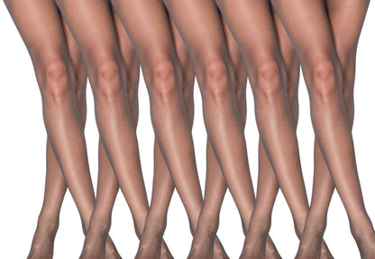 Women's 20 denier ultra-sheer pantyhose, 6 pairs, in black