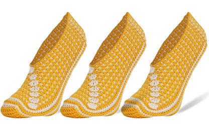 Crochet Slipper Socks for Women 3 Pairs Handmade Soft Cozy Knit Size 5-7